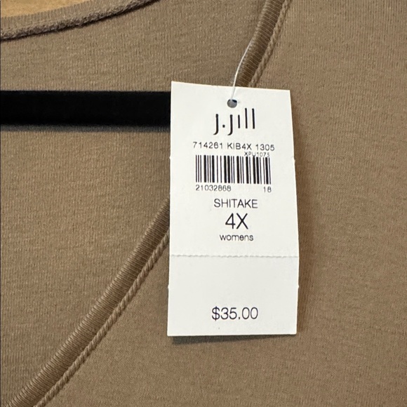 NWT J. Jill Perfect Pima v-neck elbow sleeve tee Shirt Top Womens 4X Shitake - Picture 4 of 8